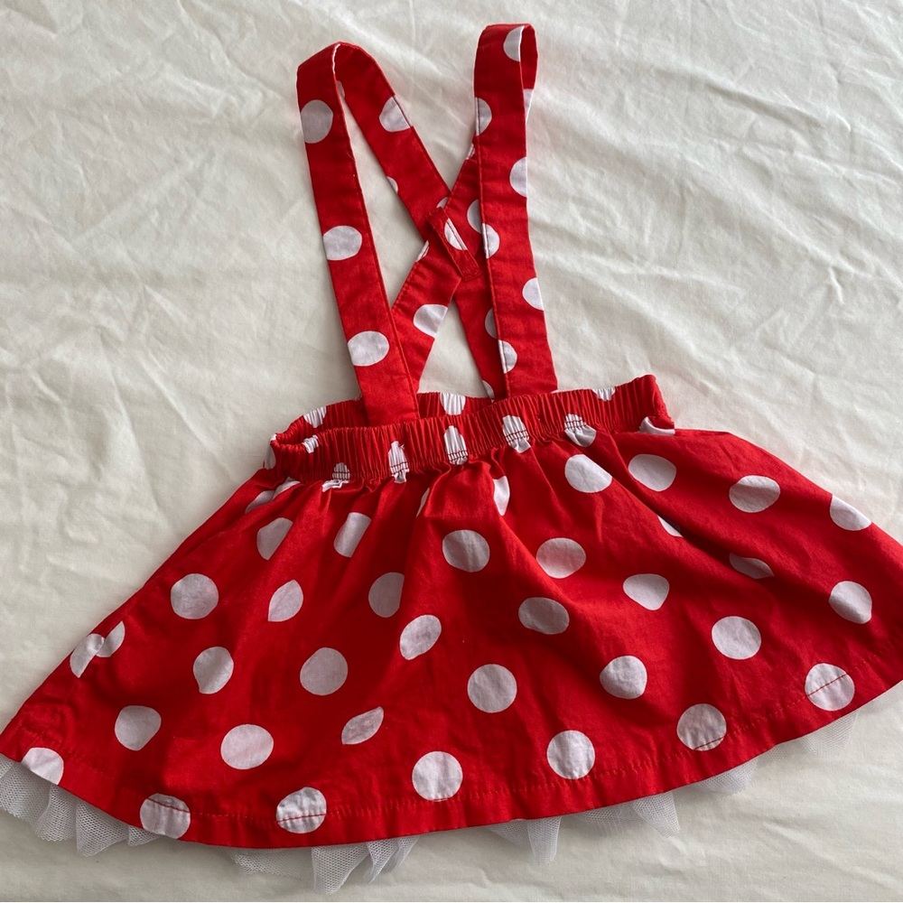 Disney Red and White Polka Dot Overall Skirt